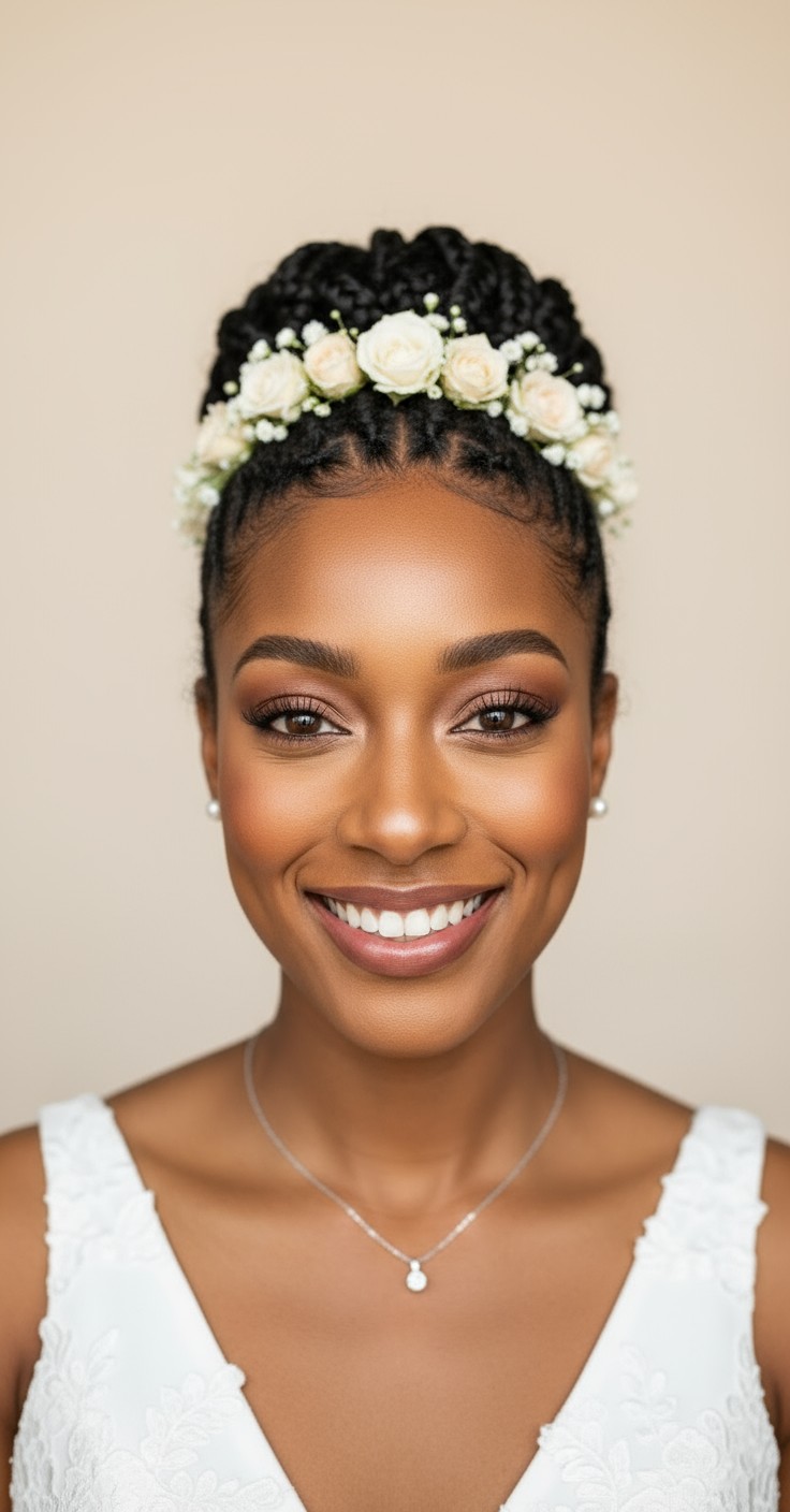 After Bridal Floral Bun